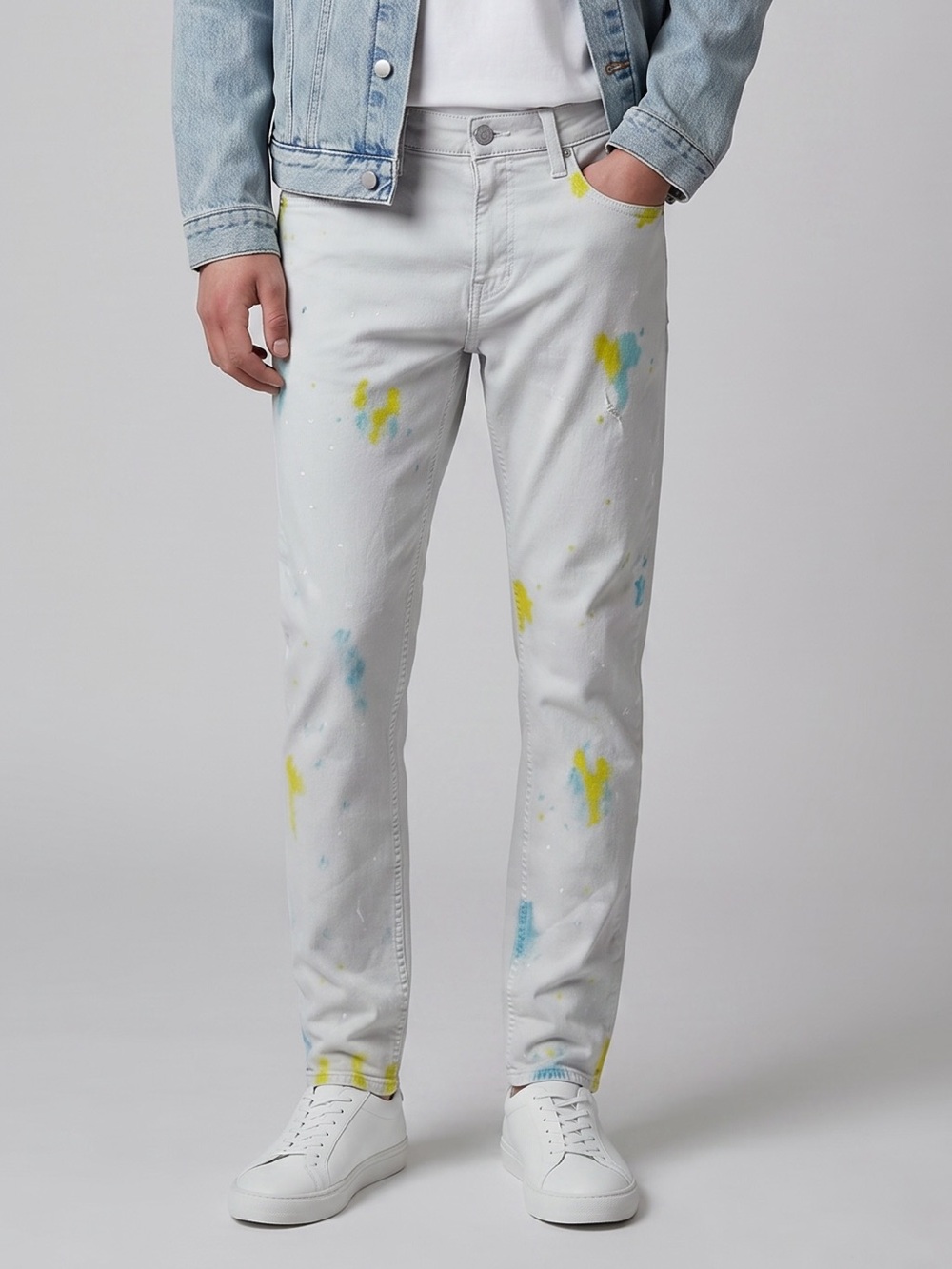 🌻Hudson Zack Skinny Jeans Men's Gray Paint Splatter Stretch Denim